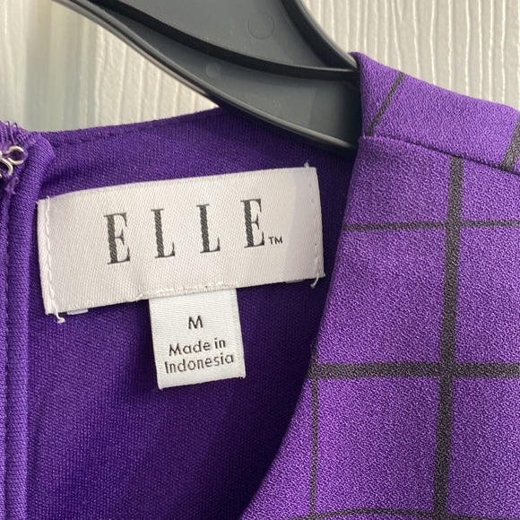 Elle size Medium Purple Black Checkered Asymmetrical Sleeveless Dress. - Picture 4 of 4